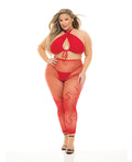 Pink Lipstick Pink Lipstick Gives You Hell Halter Bra, Pantyhose & G-String Red QN