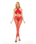 Pink Lipstick Pink Lipstick Gives You Hell Halter Bra, Pantyhose & G-String Red O/S