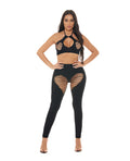 Pink Lipstick Pink Lipstick Heart Rate Halter Bra & Leggings 2 pc Set - Black O/S