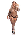 Pink Lipstick Pink Lipstick In My Head Net Bodystocking Black QN