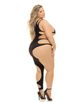 Pink Lipstick Pink Lipstick Show You How Cut Out Bodystocking Black QN - Image 2