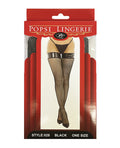 Popsi Lingerie Vinyl Top Fishnet Stocking Black O/S - Image 3