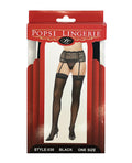 Popsi Lingerie Sheer Lace Top Stocking Black O/S - Image 3