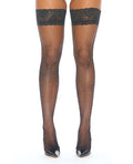 Popsi Lingerie Rhinestone Thigh High w/Silicone Black O/S