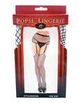 Popsi Lingerie Fishnet Garter Pantyhose Black O/S - Image 3