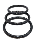 Rouge Rouge Black Stainless Steel 3 Piece Cock Ring Set - Black