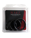 Rouge Rouge Black Stainless Steel 3 Piece Cock Ring Set - Black - Image 4