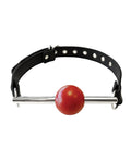 Rouge Rouge Leather Ball Gag with Stainless Steel Rod and Removable Ball - Black with Red