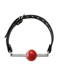 Rouge Rouge Leather Ball Gag with Stainless Steel Rod and Removable Ball - Black with Red - Image 3