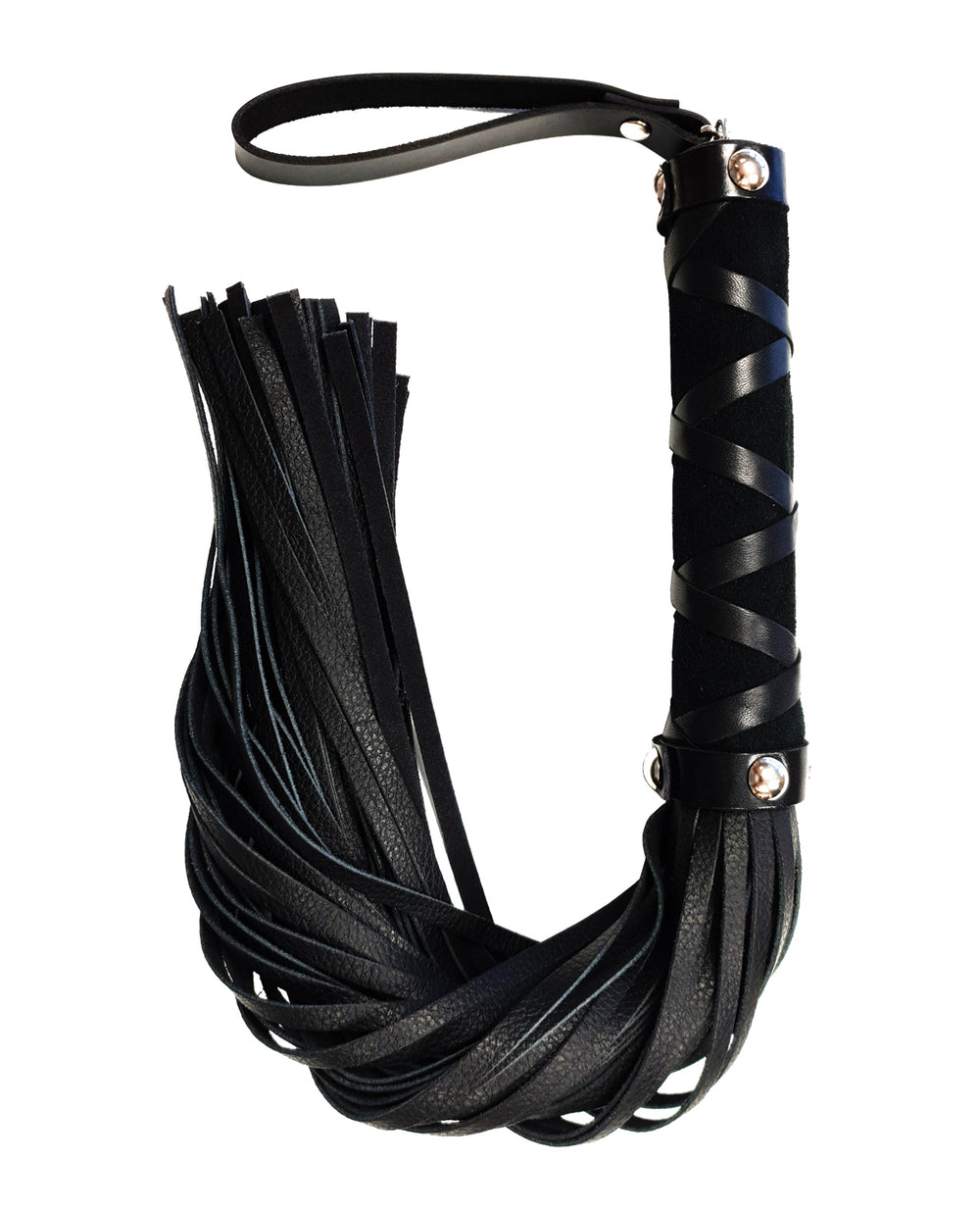Rouge Rouge Short Leather Flogger w/Studs - Black