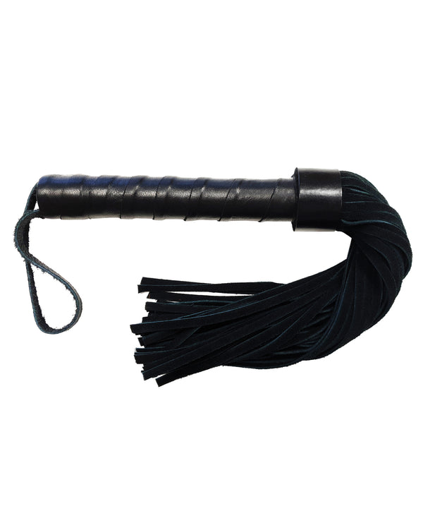 Rouge Rouge Leather Handle Short Short Suede Flogger - Black