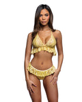 Roma Confidential Lacy Sweet Flutter Lace Bralette w/Matching Panty 2 pc Set - Yellow L/XL