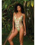 Roma Confidential Daisy Tease Embroidered Daisy Lace Teddy w/Crisscross Details - Green XS - Image 3