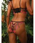 Roma Confidential Midnight Rose Multicolor Floral Embroidered Lace Bralette w/Thong - Black/Hot Pink LG - Image 4