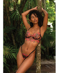 Roma Confidential Midnight Rose Multicolor Floral Embroidered Lace Bralette w/Thong - Black/Hot Pink SM - Image 3