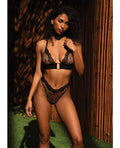 Roma Confidential Corporate Crush Mesh & Lace Bralette w/Thong 2 pc Set - Leopard S/M - Image 3