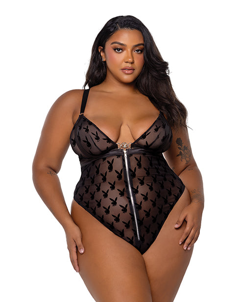 Playboy by Roma Playboy Bunny Charm Teddy - Black 2X