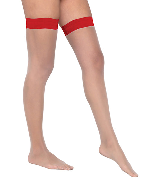 Roma Confidential Colored Silicone Stay Up Stockings Red O/S