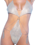 Roma Confidential Miami Crystal Mirrored Teddy w/Chain Tassel Detail Silver S/M - Image 2