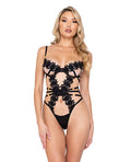 Roma Confidential Ebony Rose Floral Guipure Lace Trim Teddy Black LG