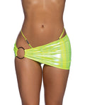 Roma Confidential Metallic Iridescent Scrunched Skirt w/Ring Detail - Neon Yellow S/M