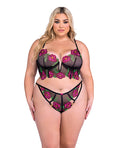 Roma Confidential Peony Paradise Underwire Bralette & G-String - Black 1X