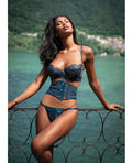 Roma Confidential Eden Scalloped Eyelash Lace & Wet Look Waspie 3 pc Set - Teal LG - Image 3