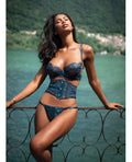 Roma Confidential Eden Scalloped Eyelash Lace & Wet Look Waspie 3 pc Set - Teal XL - Image 4