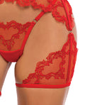 Roma Confidential Baroque Heart Embroidered Lace 3 pc Chaps Set - Red XL - Image 3
