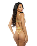Roma Confidential Gilded Beauty Metallic Shimmer Mesh Teddy w/Rhinestone Accents - Gold SM - Image 2