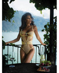Roma Confidential Gilded Beauty Metallic Shimmer Mesh Teddy w/Rhinestone Accents - Gold XL - Image 5