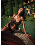 Roma Confidential Dreamer's Lust Scalloped Eyelash Lace and Satin 2 pc Camisole Set - Black SM - Image 3