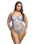 Roma Confidential Dreamer's Lust Lace and Satin Teddy - Light Blue 2X