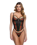 Roma Confidential Cherry Delight Embroidered Underwire Corset w/G-String - Black LG