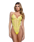 Roma Confidential Kiss & Bloom Floral Eyelash Lace and Mesh Teddy - Yellow LG - Image 2