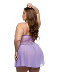 Roma Confidential Paradise Dream Lace and Mesh Babydoll w/Thong - Lilac 1X/2X - Image 2