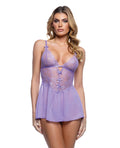 Roma Confidential Paradise Dream Lace and Mesh Babydoll w/Thong - Lilac L/XL