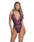 Roma Confidential Floral Lace Fetish Teddy - Purple S/M