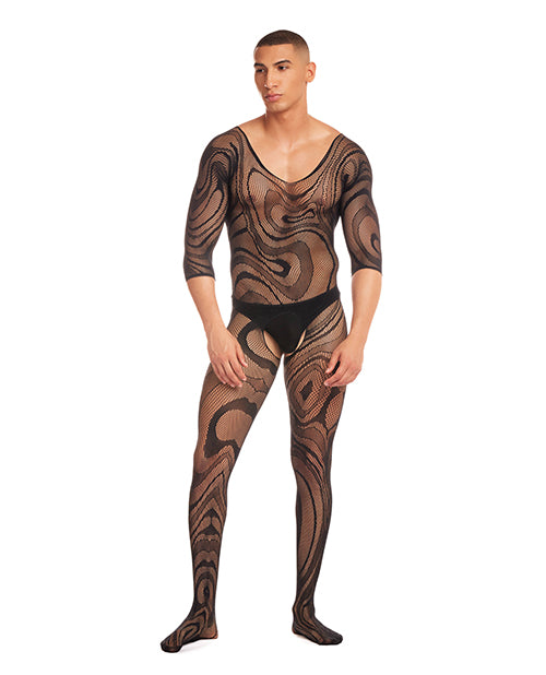 Rene Rofe and Pink Lipstick Rainbow Party Supernova Body Stocking 2 pc Set w/Thong - Black S/M