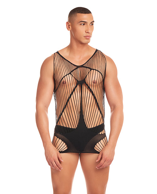 Rene Rofe and Pink Lipstick Rainbow Party Automatic Long Tank - Black L/XL