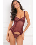 Rene Rofe Rene Rofe Grand Finale 2 pc Ruffle Teddy Burgundy S/M