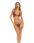 Rene Rofe Rene Rofe Lurex Dreams Bra & Thong Burgundy S/M