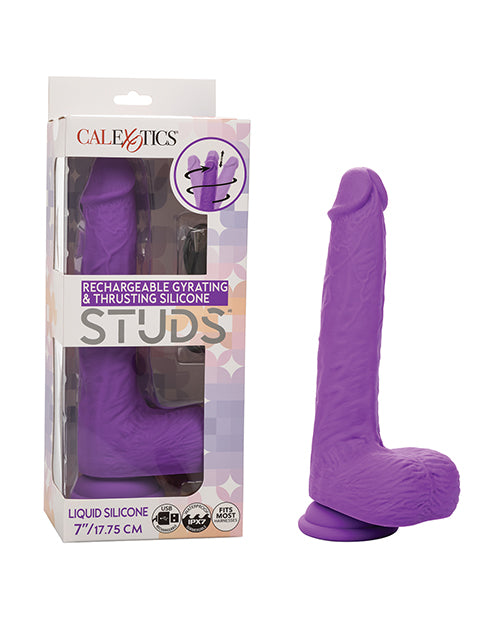 Silicone Studs Silicone Studs Rechargeable Gyrating & Thrusting Vibrator - Purple