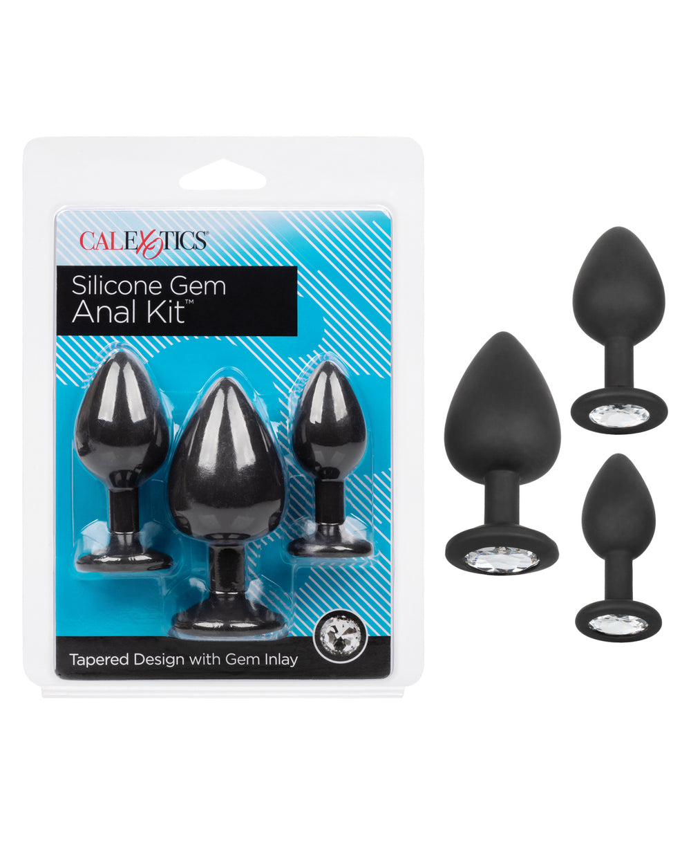 CalExotics Anal Toys Silicone Gem Anal Kit - Black