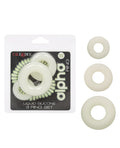 Alpha Liquid Silicone Alpha Liquid Silicone Glow in the Dark Cock Ring - Set of 3