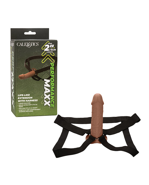 Performance Maxx Performance Maxx Life-Like Penis Extension w/Harness - Brown