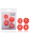 Basic Essentials Basic Essentials Rings - Red Set of 4