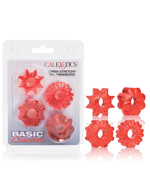 Basic Essentials Basic Essentials Rings - Red Set of 4