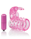 Basic Essentials Basic Essentials Stretchy Vibrating Bunny Enhancer - Pink - Image 5