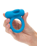 Couple's Enhancers Couple's Enhancer Silicone Rechargeable Double Trouble Enhancer w/Flickering Dual Teasers - Blue - Im